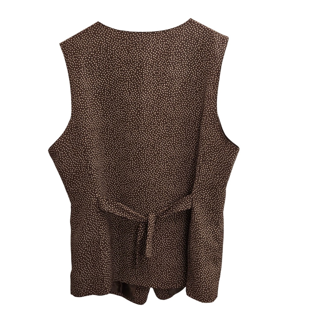 Alfred Dunner Women's Brown Dotted Button Front Vest Size 12 Western Cottage - Picture 2 of 4